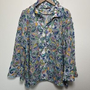Raquel Women Lagenlook Jacket 3XL Paisley 3D Textured Sheer Art to Wear Arsty
